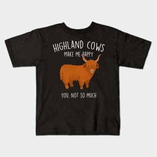 Highland Cows Make Me Happy Kids T-Shirt